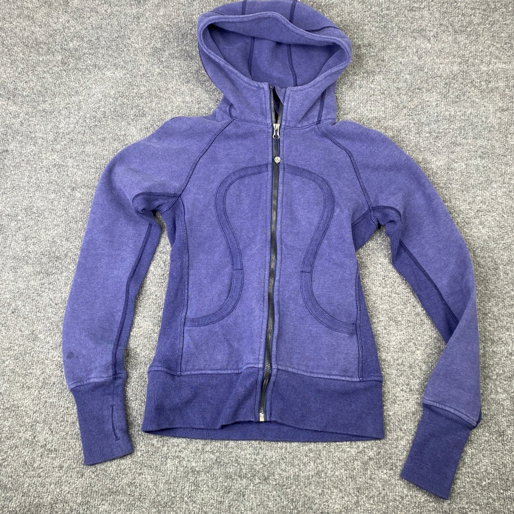 Lululemon Scuba Hoodie Full Zip Jacket Purple Cotton Fleece Size 2